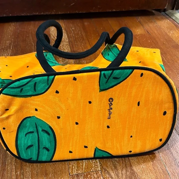 Sally Huss large orange tote/beach bag - Picture 2 of 7